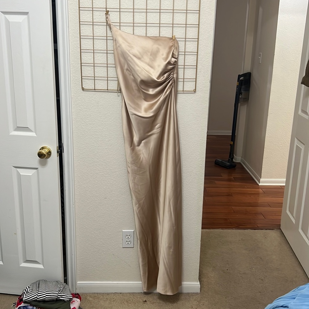 Revelry Gold Champagne One Strap Dress